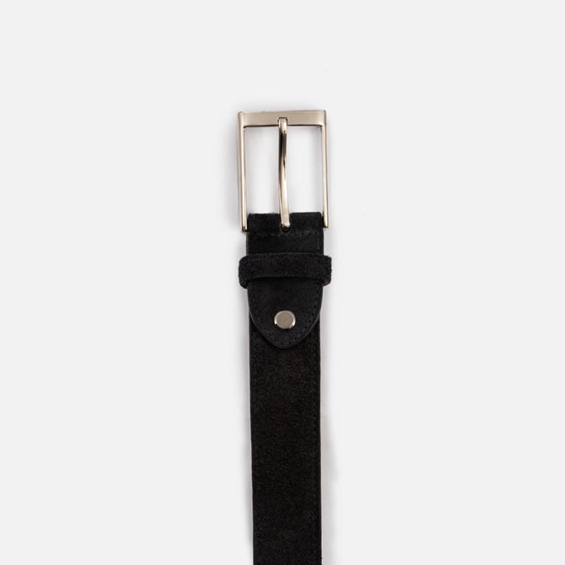 ●DOFFJASON● Suede Western Belt BLACK DJ23FWCBT005BLK Western Belts for Women - Suede Black Belt With Gold Buckle