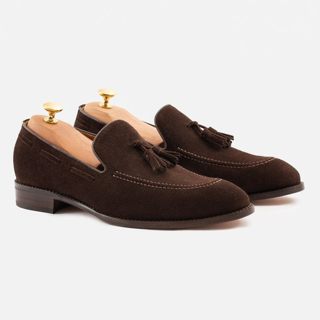 Black suede tassel loafers mens cheap