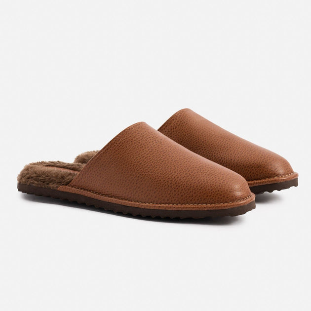 Shences brown leather slippers top