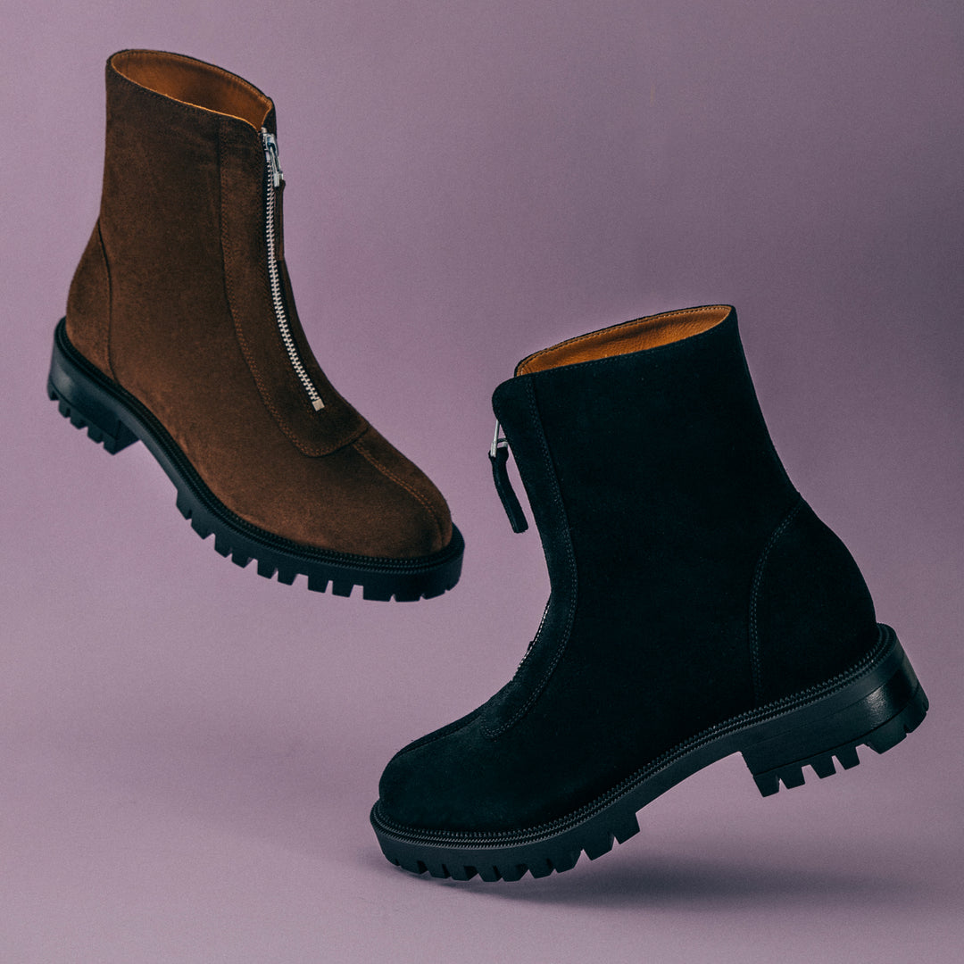 Jenna Zip Up Boots - Women's Water-Repellent Suede