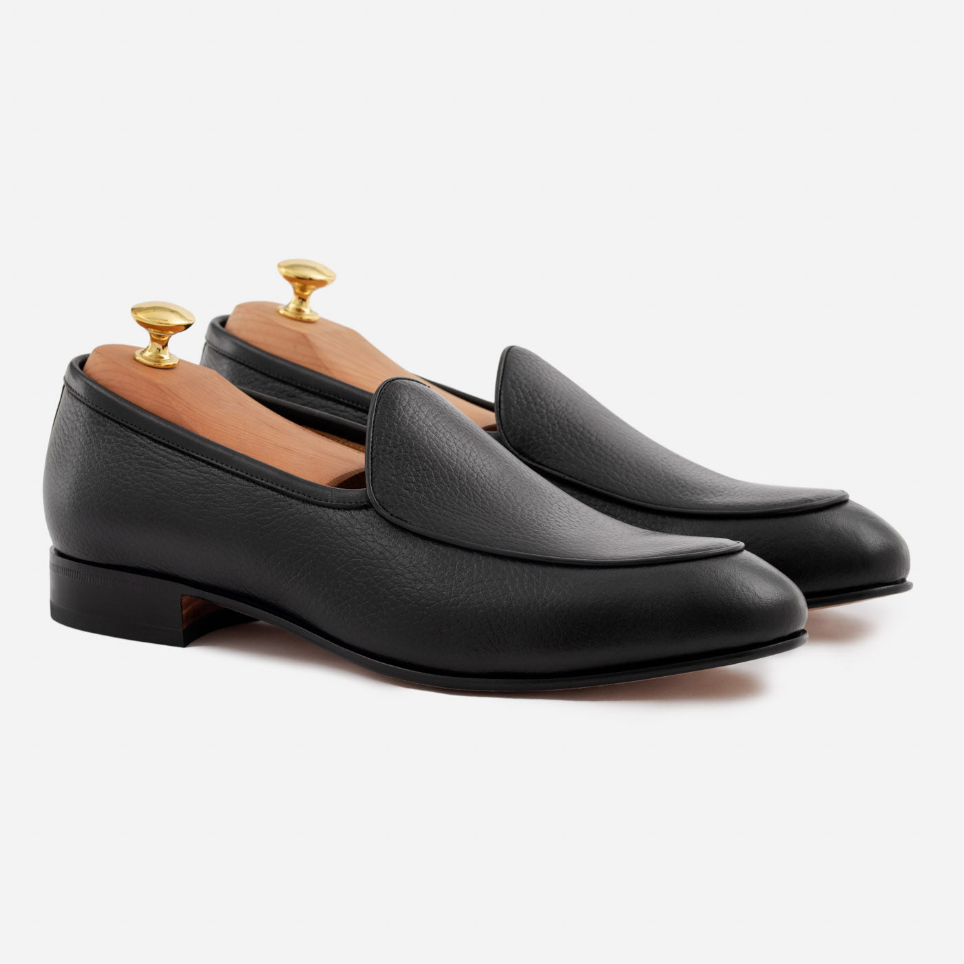 Vincent Belgian Loafers - Pebbled Leather - Men's