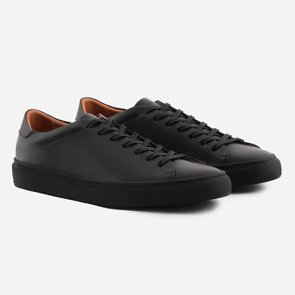 Men & Women's White Calfskin With Black Details On Time Sneaker