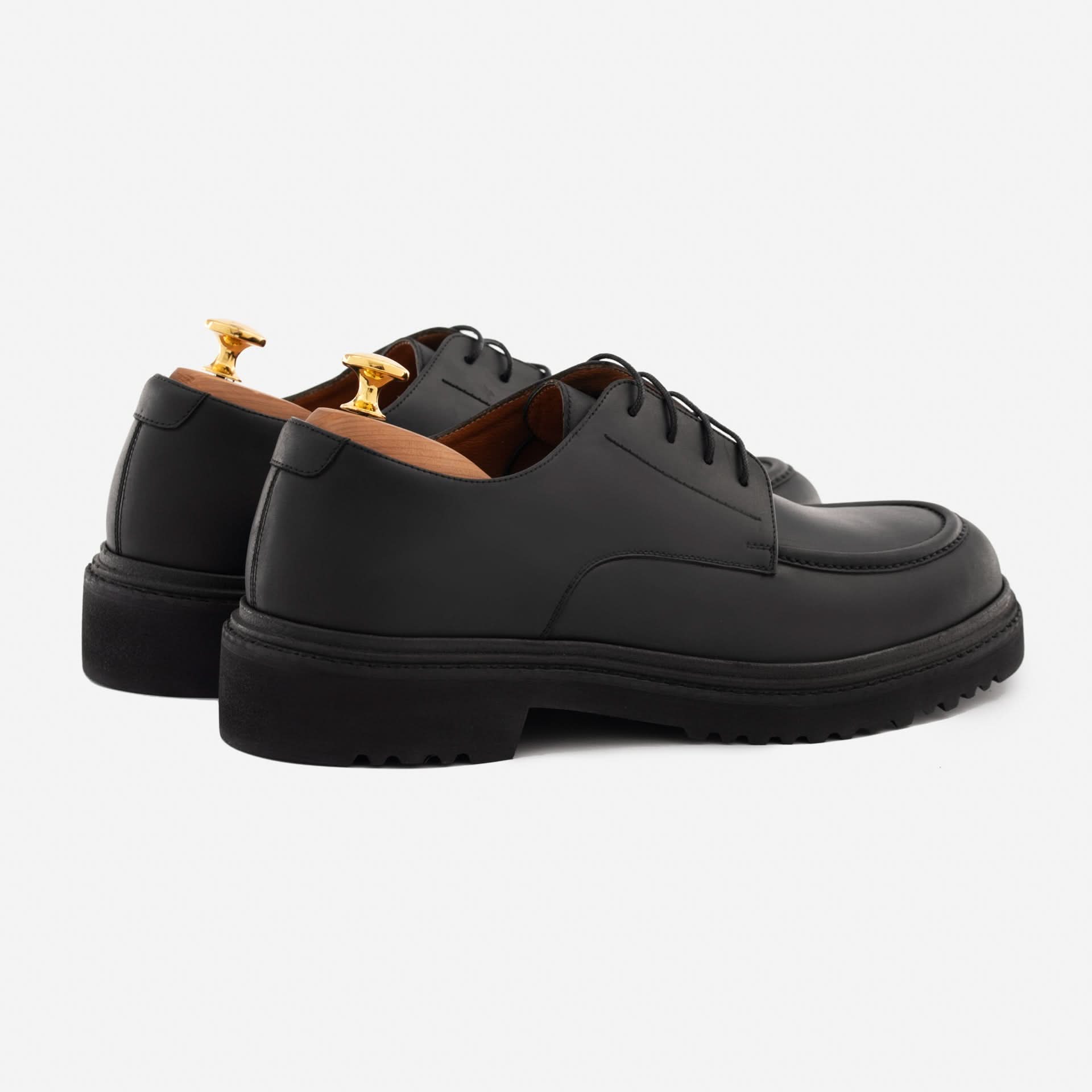 Men\'s Black Derby Lace-Up Shoes Firenze Atelier Mens Black Leather Lace-up Oxford Chunky  main image 2