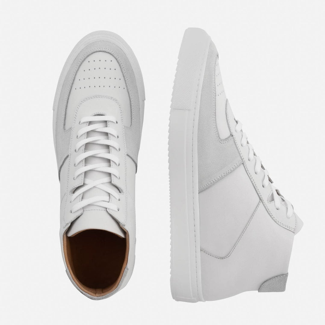 Beckett Simonon Garcia High-Top in White/Grey Leather and Suede