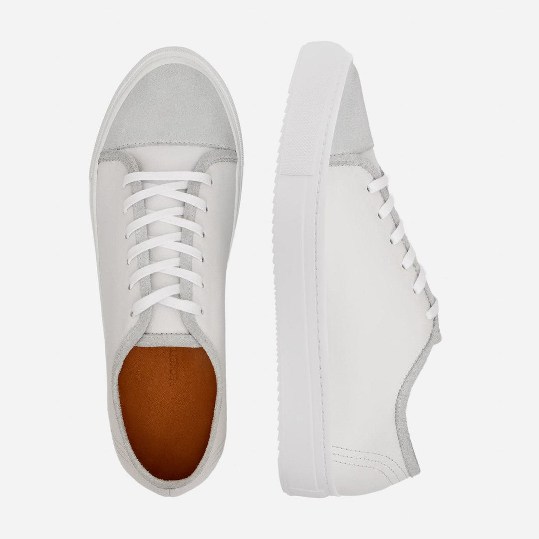 Beckett Simonon Prieto Sneakers in White/Grey Leather and Suede