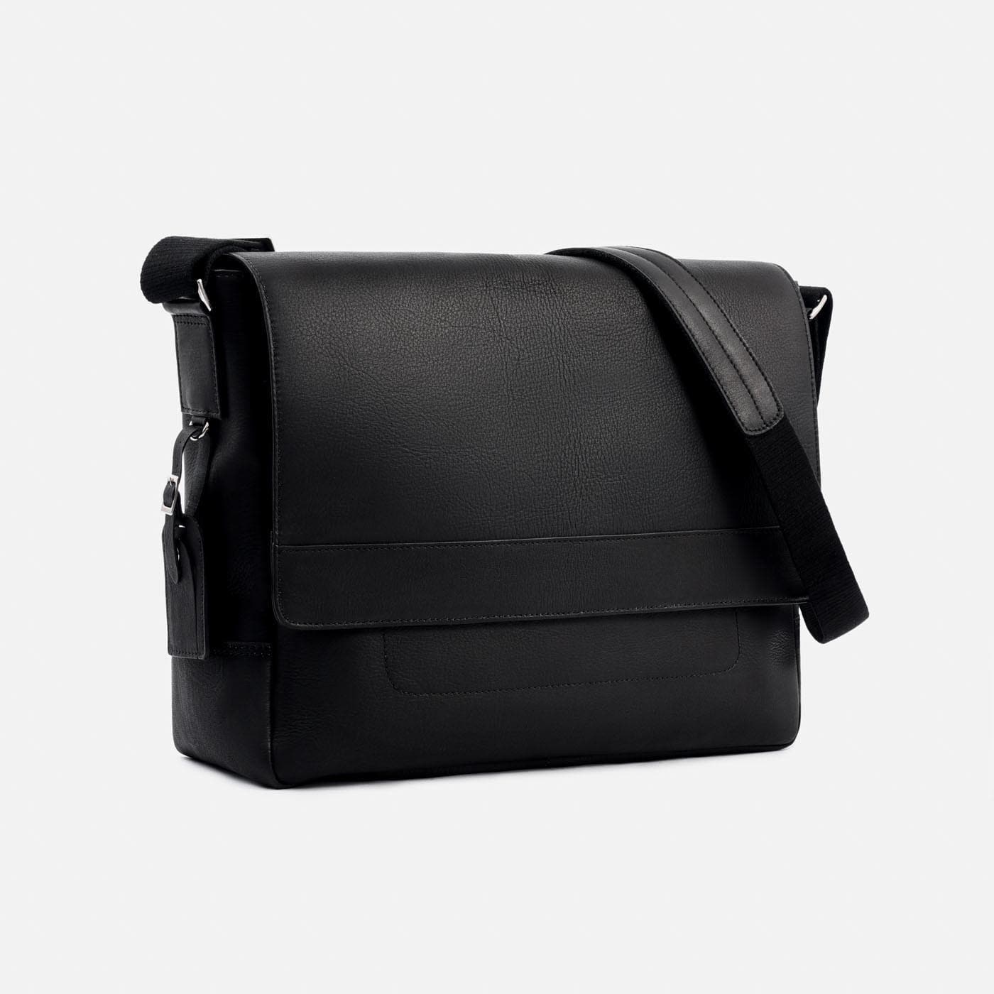 Mens black messenger bag leather on sale