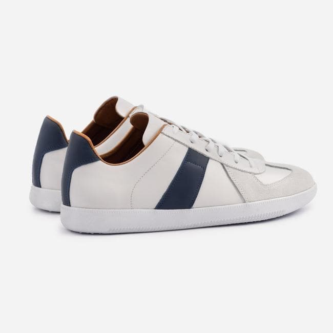 Beckett Simonon Morgen Trainers Leather Suede Men s White Blue White Size 9 Men s Sneakers